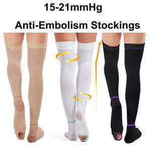 공장 가격 블랙 베이지 화이트 그라데이션 항혈전 15-20mmHg 허벅지 높이 압박 스타킹 양말 검사 구멍 포함 - Product Image 1
