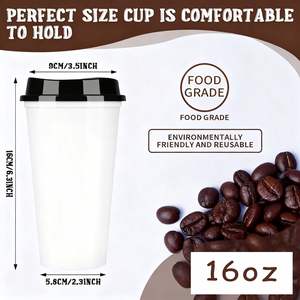 Vente en gros de gobelets de voyage réutilisables de 16 oz avec couvercles, gobelets à café en plastique, logo personnalisé - Product Image 4