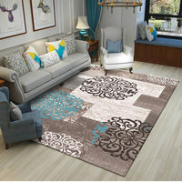 Tapis de salon personnalisé en polyester antidérapant de style européen avec motif imprimé et support non-tissé à pois