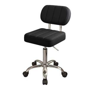 Sillón de Barbería Tapizado en Negro, Silla de Estilismo para Salón, Silla Rodante Ajustable con Respaldo - Product Image 1
