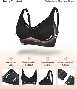 Reggiseno Bralette Hexin Imbottito a Copertura Totale con Spalline Larghe, Senza Cuciture, Senza Ferretto, Scollo a V Profondo, Push-up, Supporto per il Seno, Modellante per il Grasso della Schiena, per Donna - Product Image 2