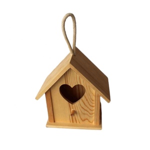 Küçük ahşap kuş evi kutusu açık ve bahçe asılı ucuz ahşap kuş kafesi kutusu - Product Image 1