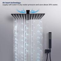 Robinet de douche mural intelligent en laiton dissimulé, monocommande, corps en céramique, 8 pouces, noir, avec jet de pluie et jet direct pour salle de bain