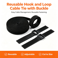 Attache-câbles réutilisable à boucle auto-agrippante avec boucle en plastique, sangles Velcro à découper sur mesure pour la gestion des câbles à la maison, au bureau et en voiture