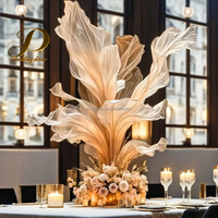 Fleur artificielle géante en organza de soie faite à la main sur mesure JINDA pour la décoration de table de mariage, toile de fond de scène
