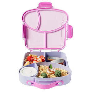 High Quality Pink Girls Cartoon Bento <b>Lunchbox</b> 4 Compartment Tray Microwavable Kids' Storage High Temperature Resistance Sauce - Product Image 1
