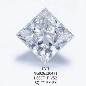 Сертификат IGI NGIC лабораторный Выращенный бриллиант принцесса квадратной огранки 1.66ct F VS2 свободный Hpht Cvd алмаз