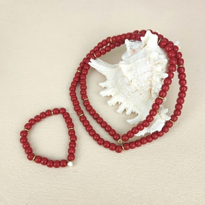 All'ingrosso donna alla moda collana a catena di perline in <span class=keywords><strong>oro</strong></span> lungo perline di corallo rosso usura quotidiana e regalo per le donne - Product Image 3