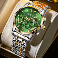 Montre multifonctionnelle pour homme Louie Juelen, trois sous-cadrans, design jour-lune-étoile, montre à quartz étanche