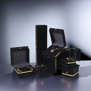 Wholesale Custom Jewelry Storage Box Velvet Gold Edge Jewelry Box Packaging Ring Bracelet Velvet Jewelry Box