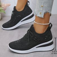 Baskets mode femme ornées de strass, tige en maille respirante, semelle compensée confortable, antidérapantes et résistantes à l'usure