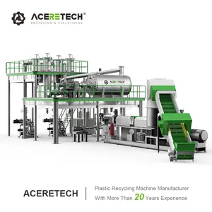 Aceretech Pet Flakes Waste Plastic Recycling Pelletizing Machine With LSP PET IV Increase Solution