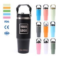 Thermos en acier inoxydable portable de 20 oz et 30 oz, anti-fuite, pour l'extérieur, bouteille d'eau de voyage avec paille, gobelet isotherme pour voiture