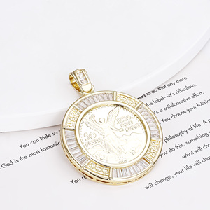 CM <span class=keywords><strong>YIM</strong></span> ขายส่งเครื่องประดับแฟชั่น จี้ทองชุบ 14k ประดับเพชรซิร์คอน สไตล์ฮิปฮอป จี้เหรียญเม็กซิโกเซนเทนนารี 1947 50 เปโซ สัญลักษณ์แห่งอายุยืน - Product Image 4