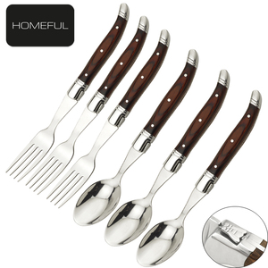 Lot de 6 fourchettes de service <span class=keywords><strong>Laguiole</strong></span> en acier inoxydable, robustes, avec manche en bois Pakka, pour la restauration - Product Image 2