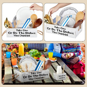 Kit de soporte para utensilios de cocina organizador de tazas grandes soporte de placa organizador de Caddy de madera para tenedores cuchillos servilletas marcadores de condimentos - Product Image 1