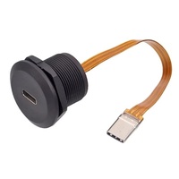 Conector de Datos USB 3.1 Tipo C, Enchufe Impermeable IP68 con Rosca Tipo C, Conector FPC a Presión