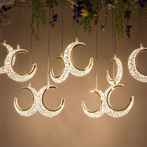 <span class=keywords><strong>Lampadario</strong></span> a 10 teste a forma di luna in acrilico luminoso, decorazione romantica e creativa per matrimoni, con effetto <span class=keywords><strong>diamante</strong></span> - Product Image 2