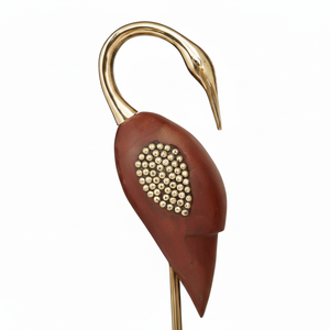 Pièce maîtresse de cygne en laiton et en bois Accent de décor à la maison unique fabriqué à la main pour la décoration d'hôtel - Product Image 1