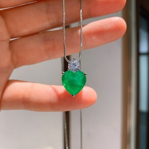 Fashion Eco-friendly Copper Necklace <b>Earrings</b> <b>Set</b> Emerald Green Heart Cut Cubic Zirconia Elegant Bridesmaid Brass Jewelry <b>Sets</b> - Product Image 3