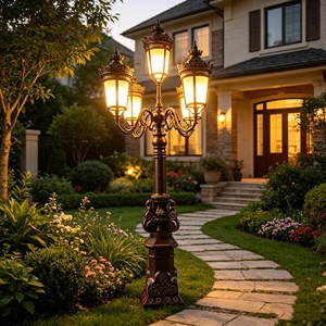 Farola de Estilo Antiguo de Aluminio y Hierro Fundido, Adecuada para Caminos y Pasillos de Jardín al Aire Libre, Luces de Jardín Grandes de Estilo Europeo - Product Image 5