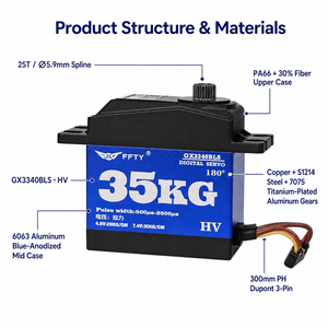 Servo Digital de Alto Torque de 35 KG con Engranajes Metálicos HV, Dirección de 180 Grados para Coche RC, Camioneta, Barco, Avión, Brazo Robótico - Product Image 3