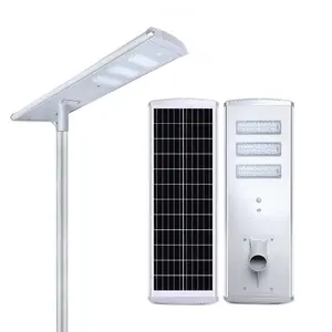 IP65 tahan air luar ruangan 100w 150w 200w 300w aluminium terintegrasi semua dalam satu LED lampu jalan tenaga surya dengan tiang