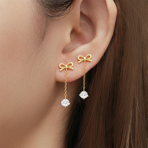 CANNER Pendientes Largos de Plata de Ley 925 con Lazo, Cadena de Borlas Exquisita y Circonita para Mujer S925 - Product Image 4