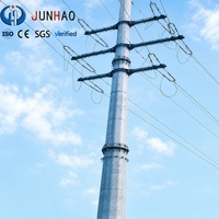 Poteau utilitaire en acier galvanisé à chaud pour l'électrification rurale, support de montage pour lampadaires solaires et caméras de vidéosurveillance, poteau électrique