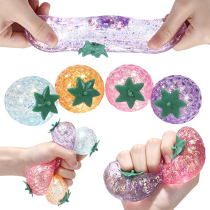 RJ New 12pcs/box Glitter Strawberry Maltose Squishy Squeeze Toy Slow Rise Stress Squeeze Toys for Kids Strawberry Squishy Toys - Product Image 5