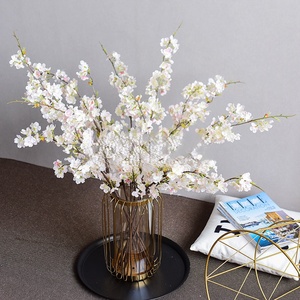 Hesper Vente chaude en gros à bas prix Branche de fleurs de cerisier en soie blanche et rose japonaise, matière douce - Product Image 4