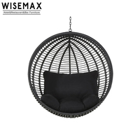 Fauteuil suspendu de balcon extérieur WISEMAX, hamac de jardin, fauteuil à bascule en rotin, fauteuil œuf nid d'oiseau suspendu avec support et coussins