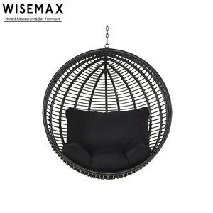 Silla Colgante de Mimbre <span class=keywords><strong>para</strong></span> Balcón o Jardín WISEMAX, <span class=keywords><strong>Hamaca</strong></span>, Silla Tipo Huevo, Silla Colgante Tipo <span class=keywords><strong>Nido</strong></span> de Pájaro con <span class=keywords><strong>Soporte</strong></span> y Cojines - Product Image 4