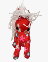 Nouvelle conception, jouet en peluche cheval en coton et polyester rouge, adorable poupée cheval, mascotte