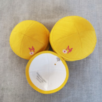 Kippa de mariage, personnalisable, vente en gros, kippa en lin jaune, yarmulke pour Bar Mitzvah, kippa juive quotidienne