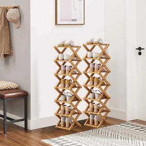 Étagère à chaussures pliable en bambou à 7 niveaux, design moderne, autoportante, en <span class=keywords><strong>bois</strong></span>, pour la maison, l'appartement, l'hôtel, pour l'ameublement de salon - Product Image 2