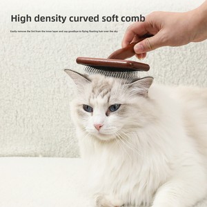 Dog Cat Hair Removal <b>Brush</b> Solid Wood Handle with Air Cushion Steel <b>Wire</b> Dense Tooth Comb Manufactured Plastic Hair <b>Brush</b> Expert - Product Image 4