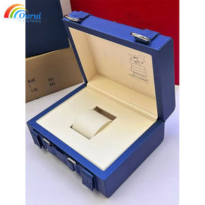 Customized Logo Blue Watch Box for High-End Luxury Designer Watches, Elegant Heritage Style <b>Display</b> <b>Case</b> with Leather Interior - Product Image 3