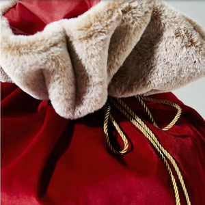 Sacco di Babbo Natale Grande di Lusso all'Ingrosso in Velluto Rosso con Pelliccia per Sublimazione - Product Image 4