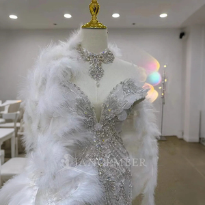 Robes de mariée de luxe avec perles et strass, robe de mariée en dentelle, perles, robe de mariée sirène LSJJ31 - Product Image 6