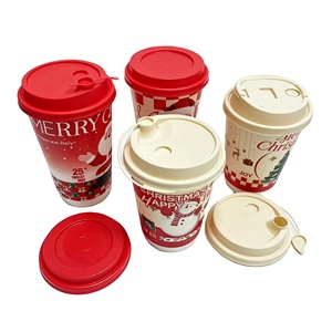 Vasos de Café Desechables para Llevar, de Papel Kraft Personalizados de Fábrica CM, con Aislamiento de Doble Pared, Ecológicos, de 12oz y 16oz, con Tapa, para Navidad - Product Image 4