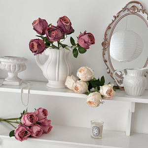 Bouquets de roses artificielles Yasunobu, fleurs en soie, décoration élégante pour la maison, accessoires de mariage - Product Image 4