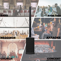 Sistema de Sonido PA de Columna Activa Portátil de 3 Secciones, 600W+200W, Mezclador Incorporado, Preajustes DSP, TWS para Entrada de Guitarra, Iglesia, Eventos en Vivo