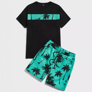 Ensemble deux pièces décontracté d'été pour homme, à séchage rapide, respirant, t-shirt à manches courtes et short, ensemble de plage pour homme - Product Image 4