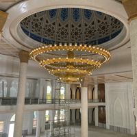Projet de personnalisation de lustre islamique pour mosquée, grand lustre de luxe en or, éclairage de mosquée, lustre en cristal pour église