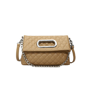 Bolso de Hombro y Bandolera de Diseño Exclusivo para Mujer, Primavera, con Correa Única, Cierre de Cremallera, PU Acolchado, Cadenas, Estilo Urbano y Sencillo - Product Image 1