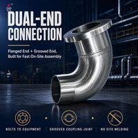 Coude forgé à bride poli en acier inoxydable 304/316, 90 degrés, résistant aux produits chimiques et à la corrosion, pour tuyauterie, directement de l'usine