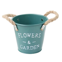 Fournitures pour Jardin et Maison Pots Ronds pour Plantes Grasses Poignées en Corde Décoration d'Intérieur Pot de Fleurs en Zinc Galvanisé Bac à Plantes Artificielles Vase