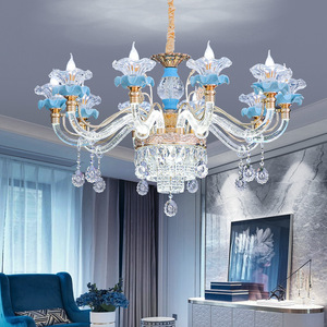 Lámpara de Araña de Cristal con Acabado Dorado, Base para Bombilla E26, LED Blanco Cálido de 3500K, Altura Ajustable, Regulable, Lámpara Colgante Grande para Sala de Estar - Product Image 6
