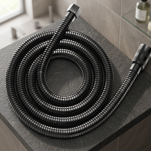 Manguera de Ducha de Acero Inoxidable Negra Mucit Home de 140 cm con Conexión de 1/2-1/2 y Boquilla, Accesorio de Baño - Product Image 2